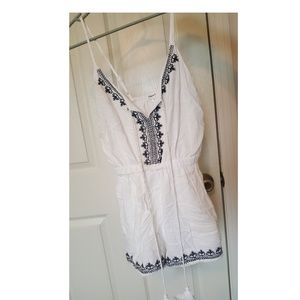 Womens white cotton romper